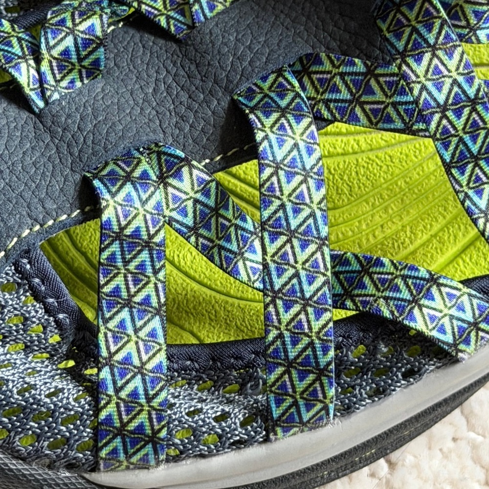 Jambu Women Navy Blue Lime Green Sport Sandals Water Shoes Closed Toe 8.5M - Picture 4 of 12